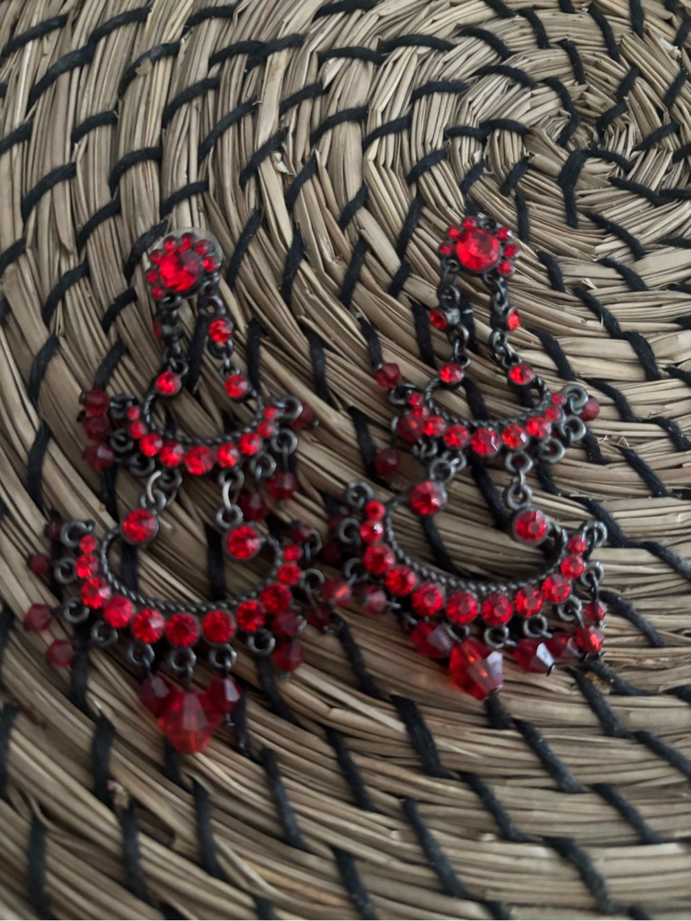 Red Crystal Chandelier Drop Earrings for Women